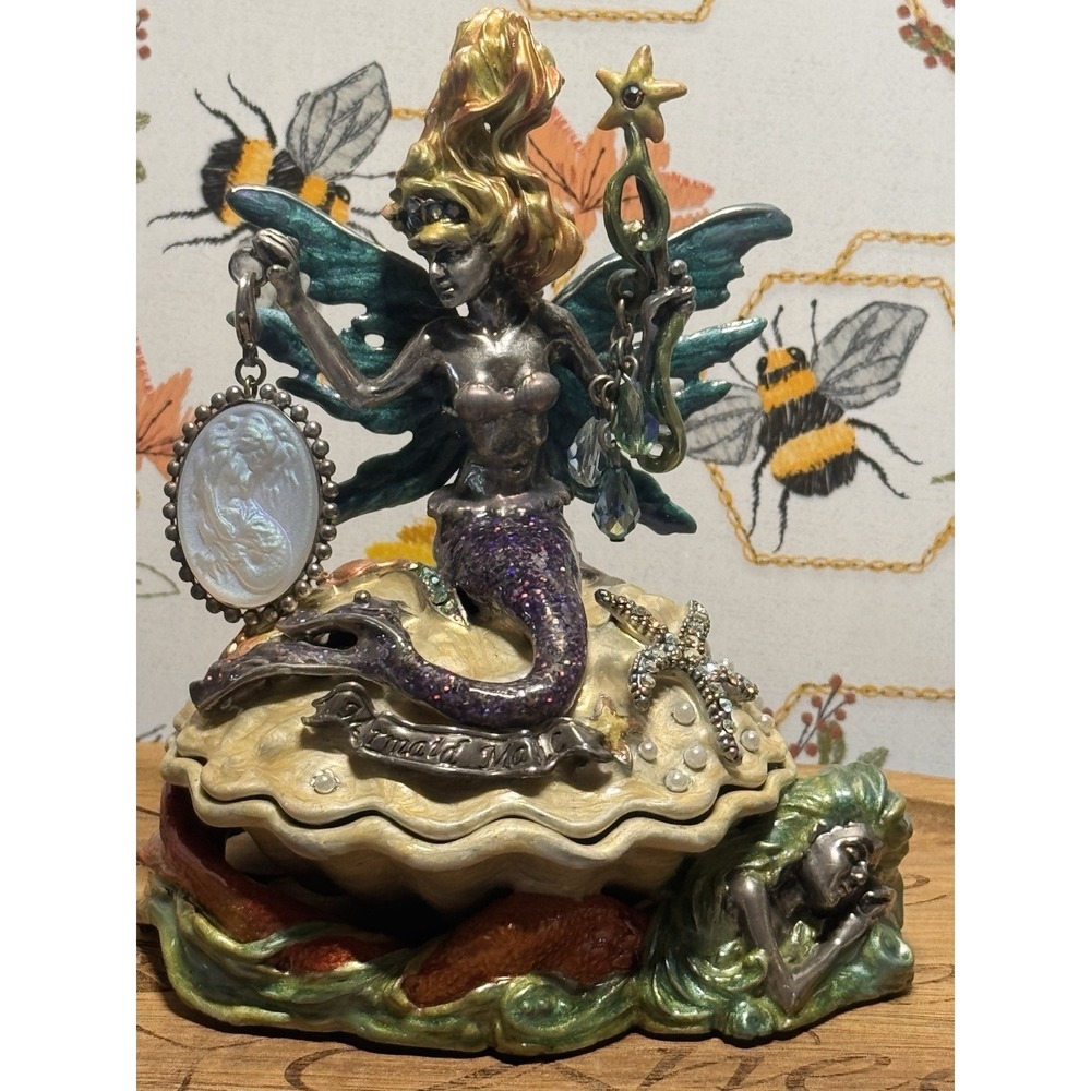 Kirks Folly MERMAID MAGIC With CAMEO Trinket Box Starfish & Mermaid Sparkle